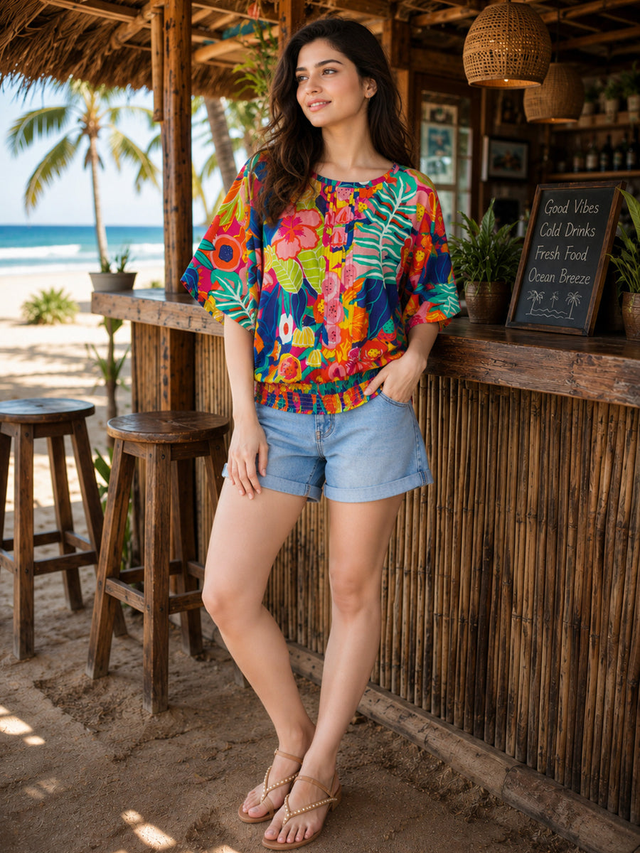 KoraKanvas Tropical Sunset Print Top 1