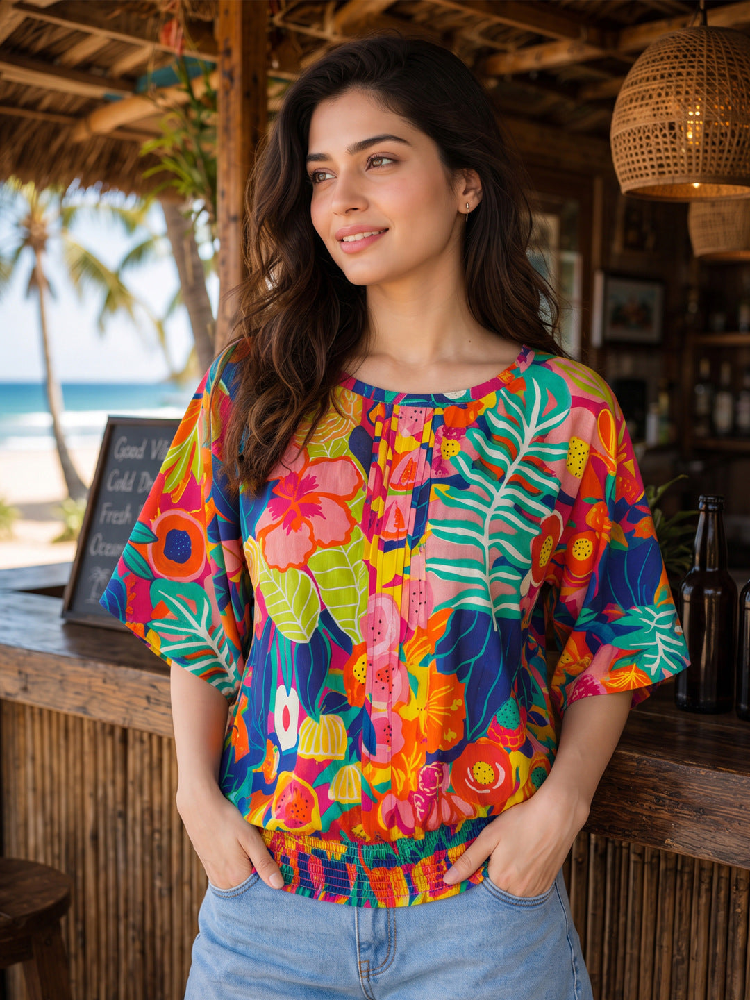 KoraKanvas Tropical Sunset Print Top 2