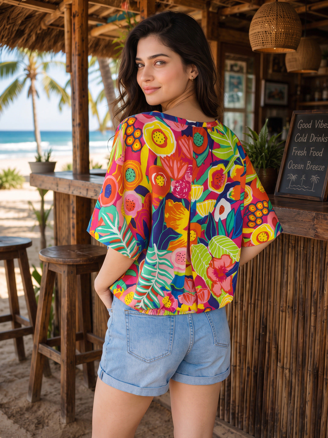 KoraKanvas Tropical Sunset Print Top 4