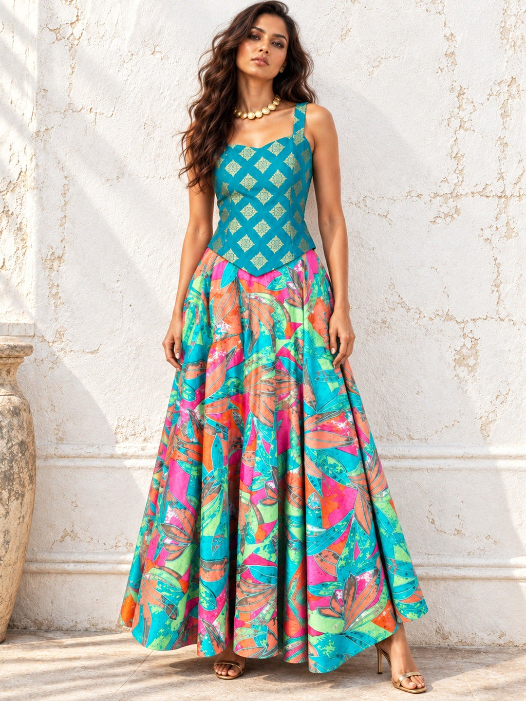 KoraKanvas Tropical Traditional Printed Skirt 1