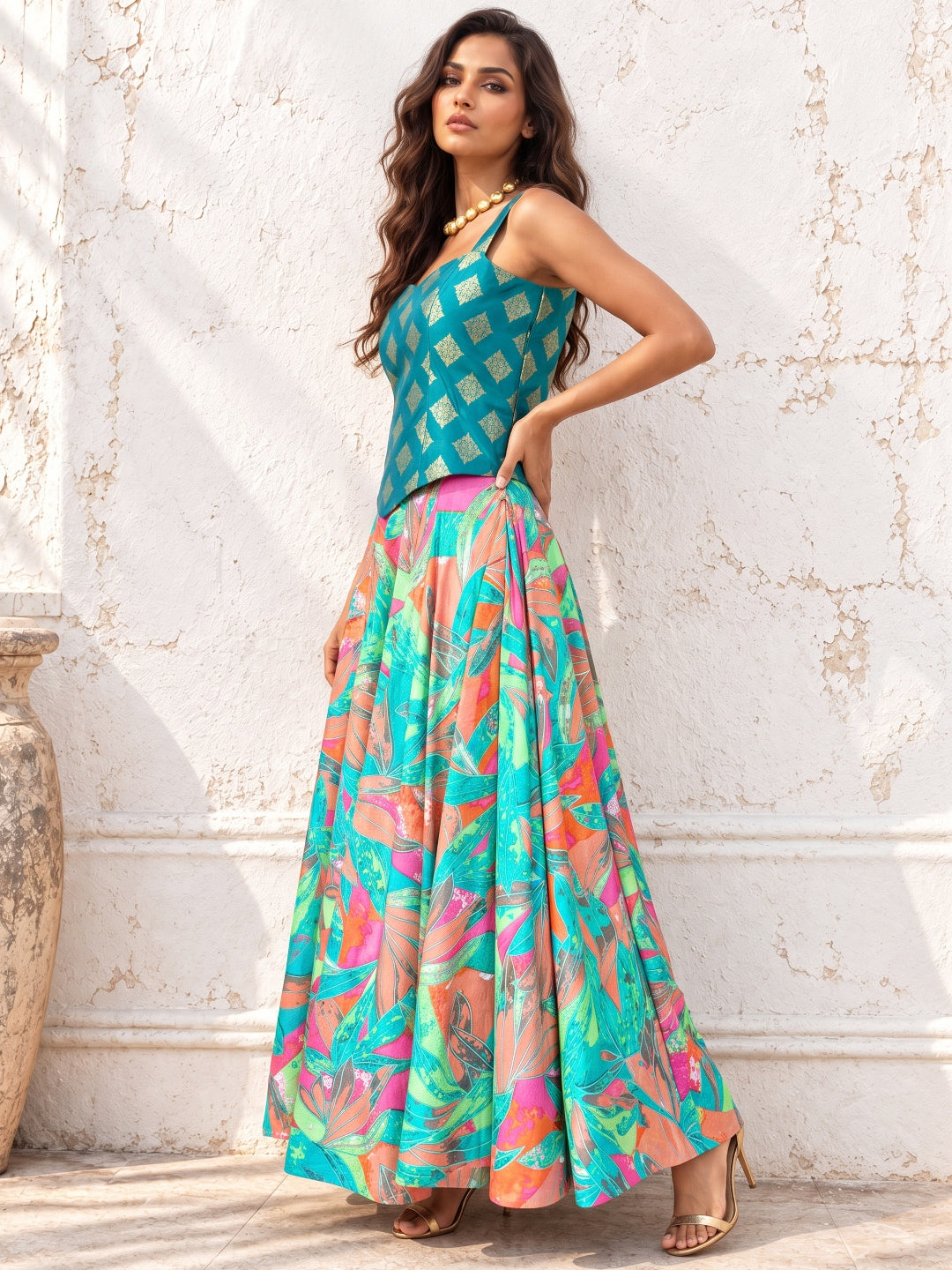 KoraKanvas Tropical Traditional Printed Skirt 2