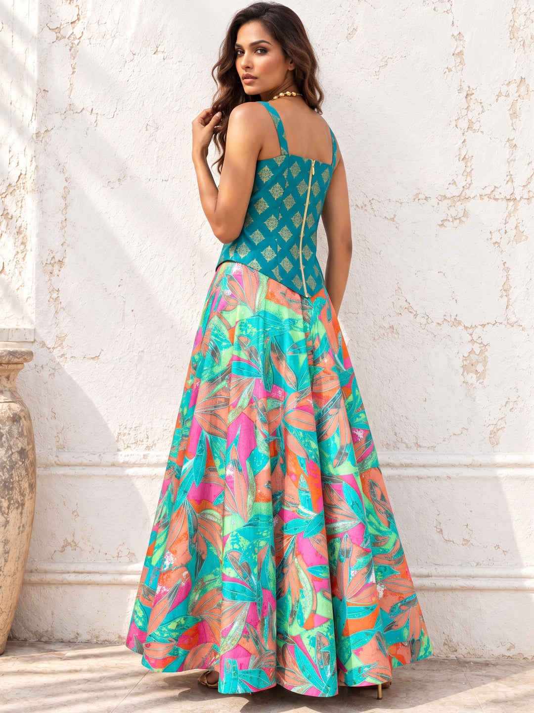 KoraKanvas Tropical Traditional Printed Skirt 3