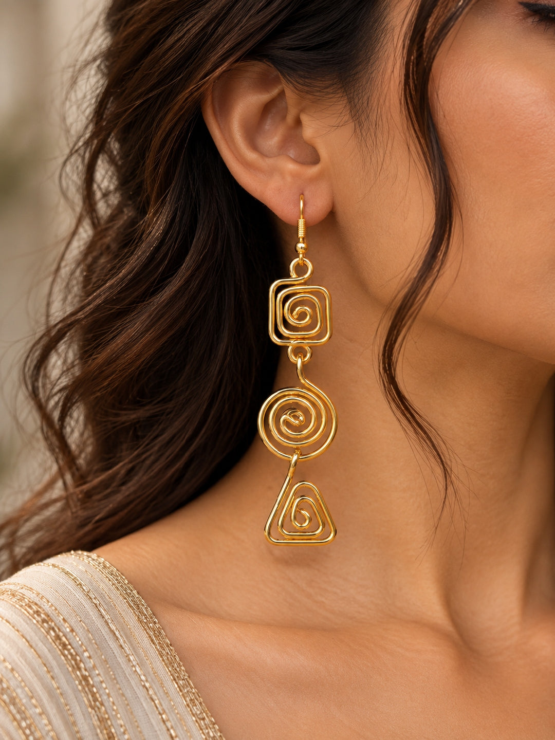 KoraKanvas Twists and Turns Brass Dangler Earrings 1