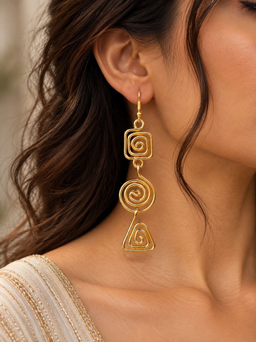 KoraKanvas Twists and Turns Brass Dangler Earrings 1