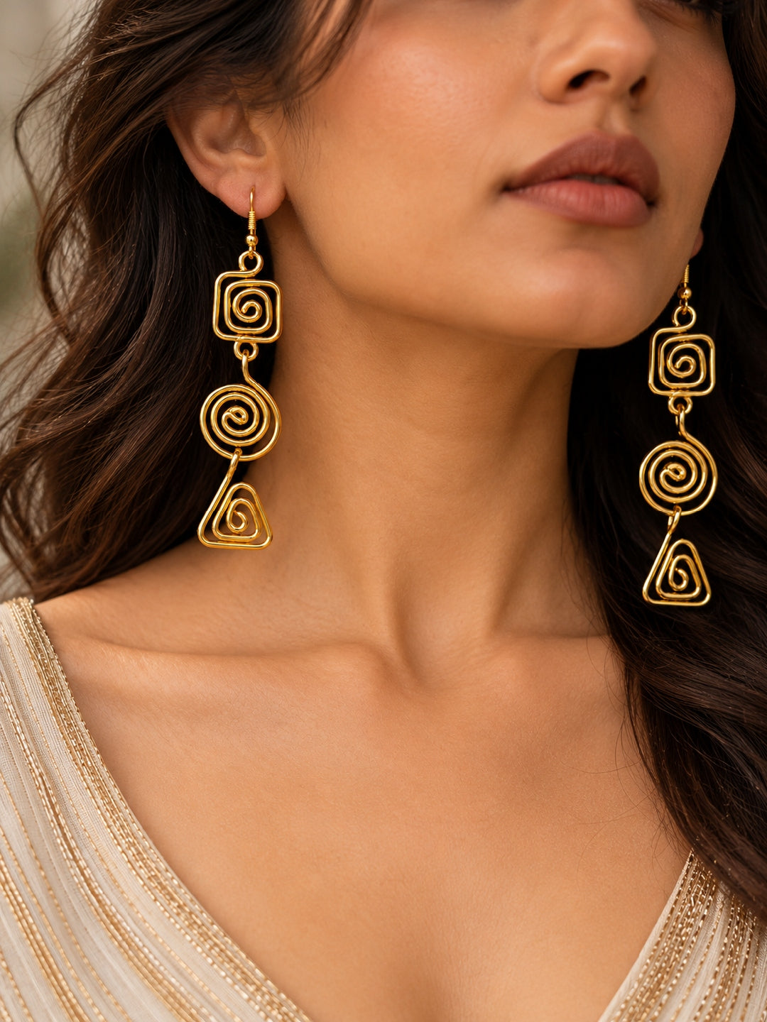 KoraKanvas Twists and Turns Brass Dangler Earrings 2