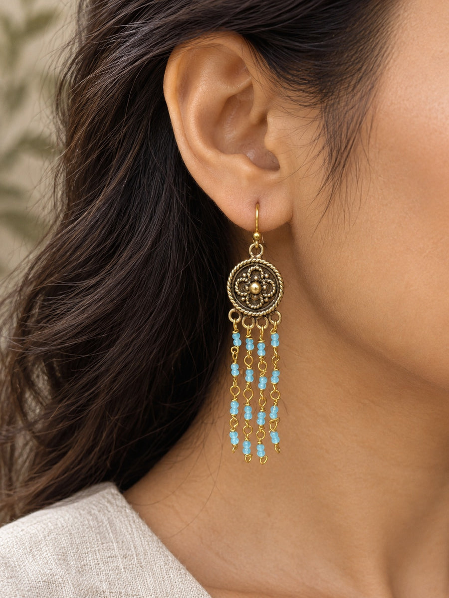 KoraKanvas Victorian Blue Topaz Waterfall Earrings 1