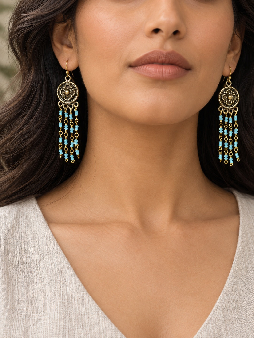 KoraKanvas Victorian Blue Topaz Waterfall Earrings 2