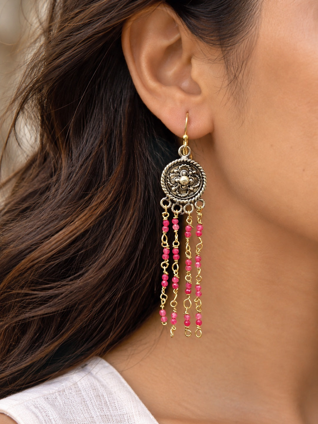KoraKanvas Victorian Red Quartz Waterfall Earrings 1