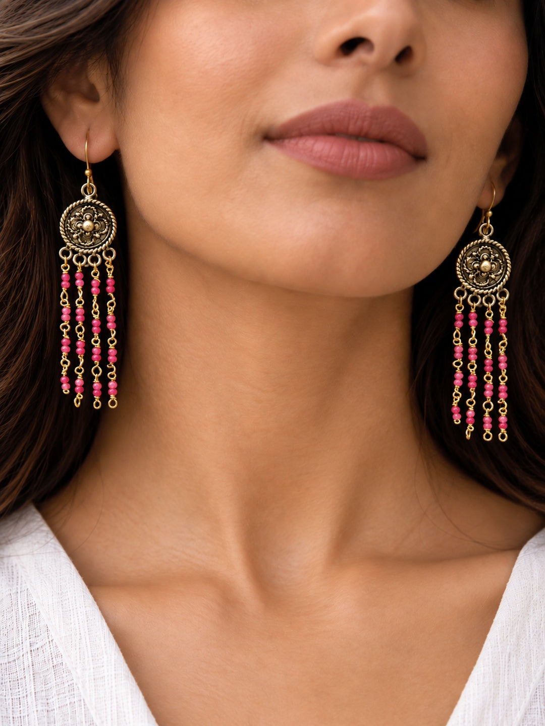KoraKanvas Victorian Red Quartz Waterfall Earrings 2