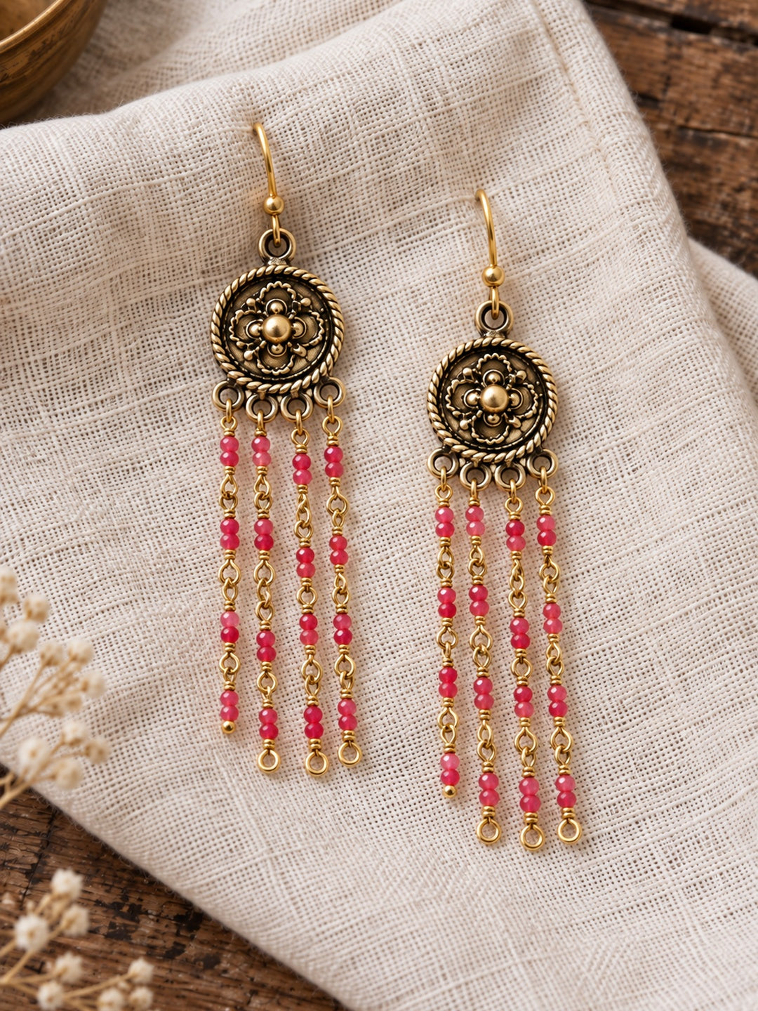 KoraKanvas Victorian Red Quartz Waterfall Earrings 3
