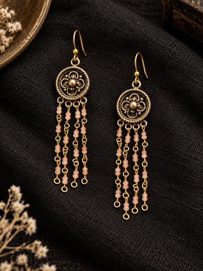 KoraKanvas Victorian Rose Quartz Waterfall Earrings 3
