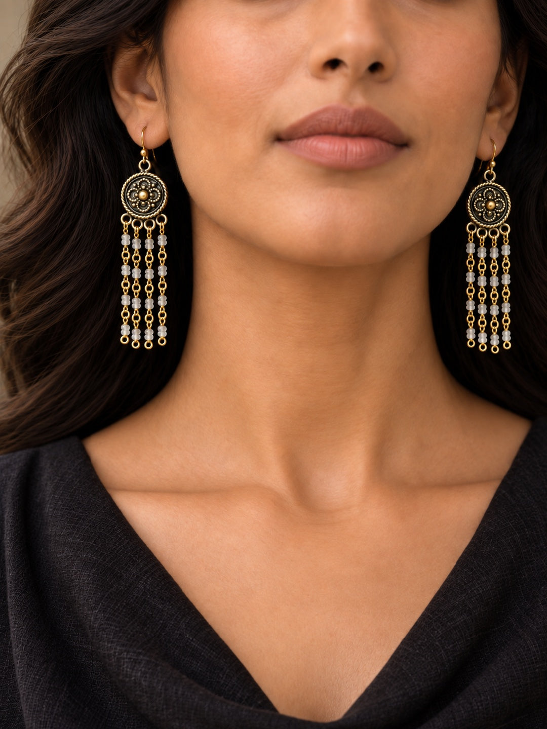 KoraKanvas Victorian Smoky Quartz Waterfall Earrings 2