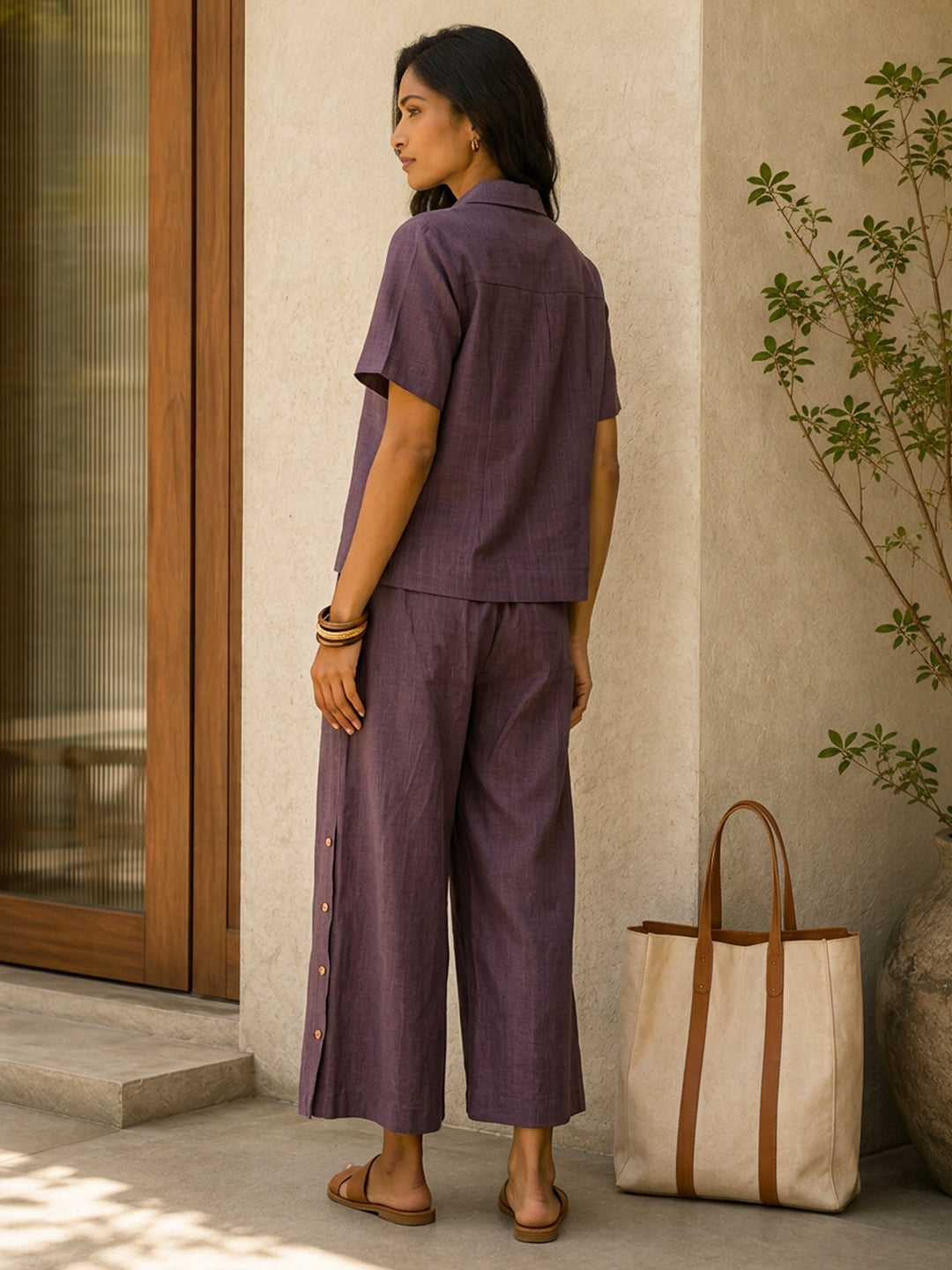 KoraKanvas Vintage Wine Khadi Co-ord Set 3