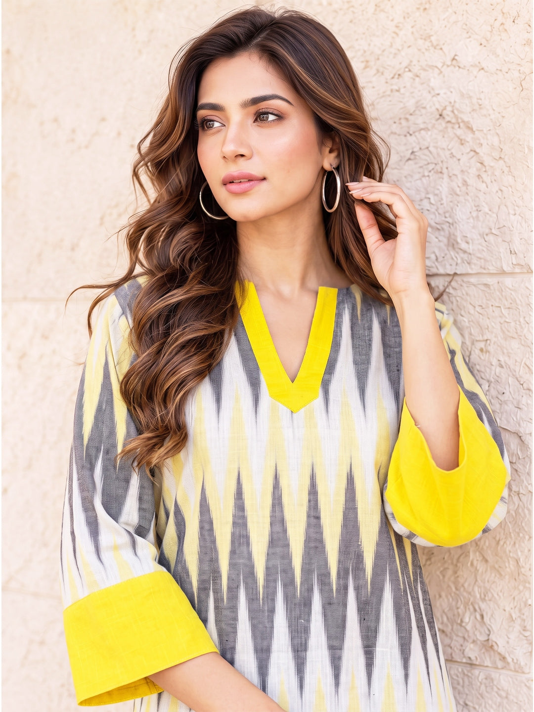 KoraKanvas Yellow Pop Ikat Tunic Dress 5